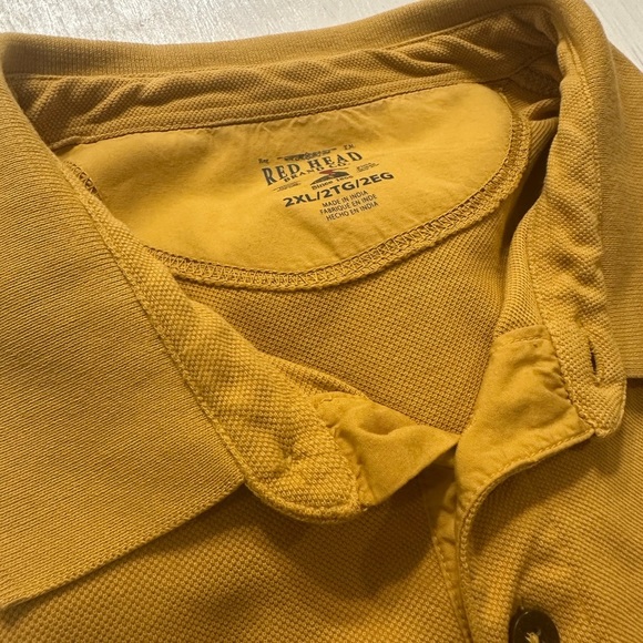 RedHead 2XL Mustard Yellow Polo Shirt 100% Cotton Casual Short Sleeve Mens - Picture 1 of 11
